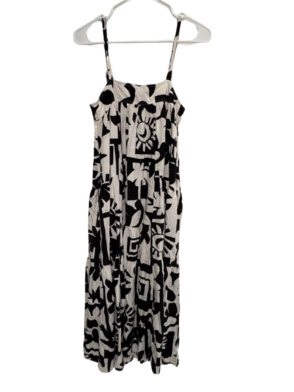 Abel the Label Black & Off White Abstract Print Spaghetti Strap Maxi Dress - Picture 3 of 6